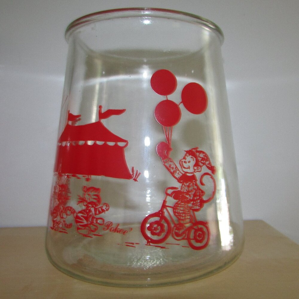 Vintage Glass Bartlett Collins Pokee Cookie Jar - Circus Theme